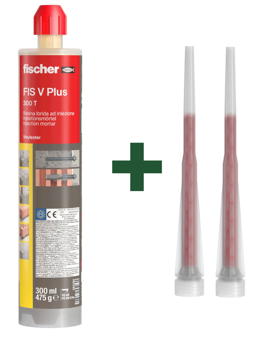 fischer Hochleistungsmörtel FIS V Plus 300 T| zugelassen für Beton, Ziegel & Mauerwerk | höchste Lastaufnahme & maximale Sicherheit | für wassergefüllte Bohrlöcher geeignet | Verarbeitung mit Auspresspistole