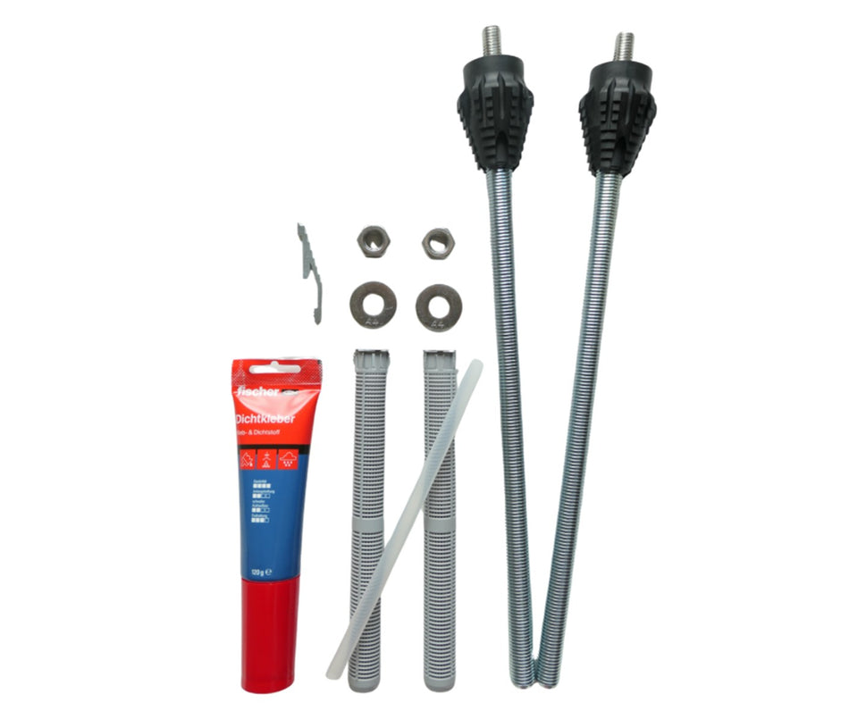 fischer 2 Stk. Abstandmontagesystem-Set TherMax 16/170 M12 | Dämmstoffdübel mit Anti-Kälte-Konus & Dichtkleber | für Montage von Markise & Pergola sowie Wandmontage von PV Modulen im WDVS u. Vollwärmeschutz