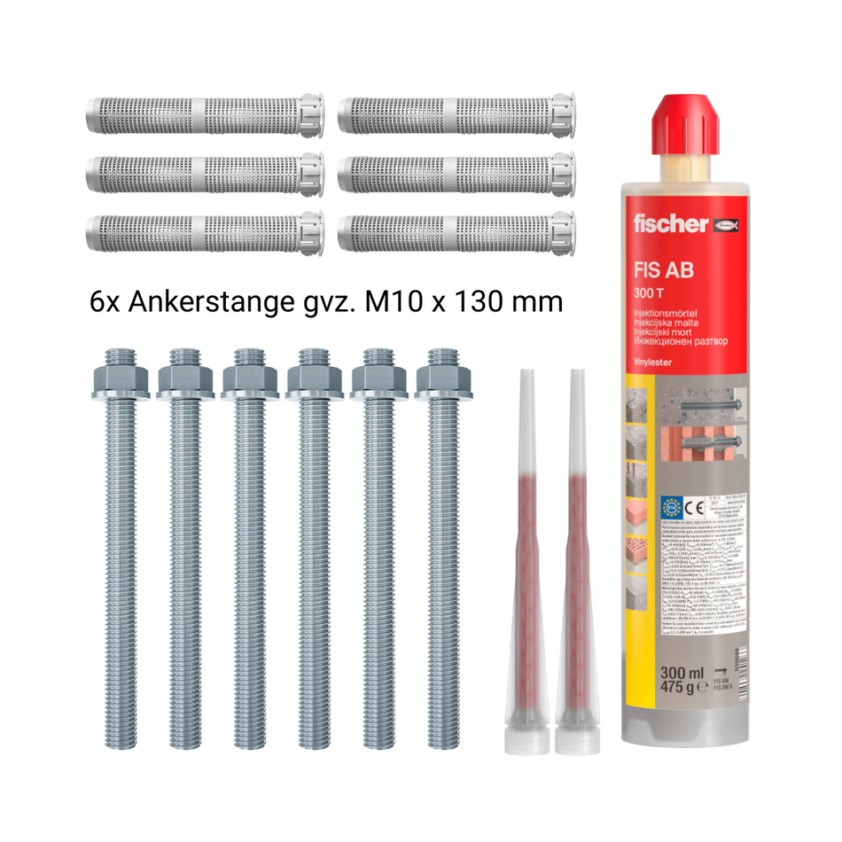 fischer Schwerlast-Set Injektionsmörtel FIS AB 300 T mit Gewindestange M10x130 - für den Innenbereich - Komplett-Set für schwere Verankerungen in Beton und Ziegel