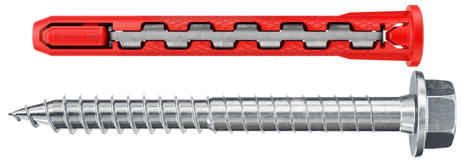 fischer HybridPower 10 x 90 FUS | Schwerlastdübel inkl Schraube für alle Baustoffe | ideal für Klimageräte, Sanitär-, Heizungs- & Klima-Befestigungen, TV-Halterungen, Klimmzugstangen, Wandregale & Küchenhängeschränke | Stückweise oder 50er-Pkg.